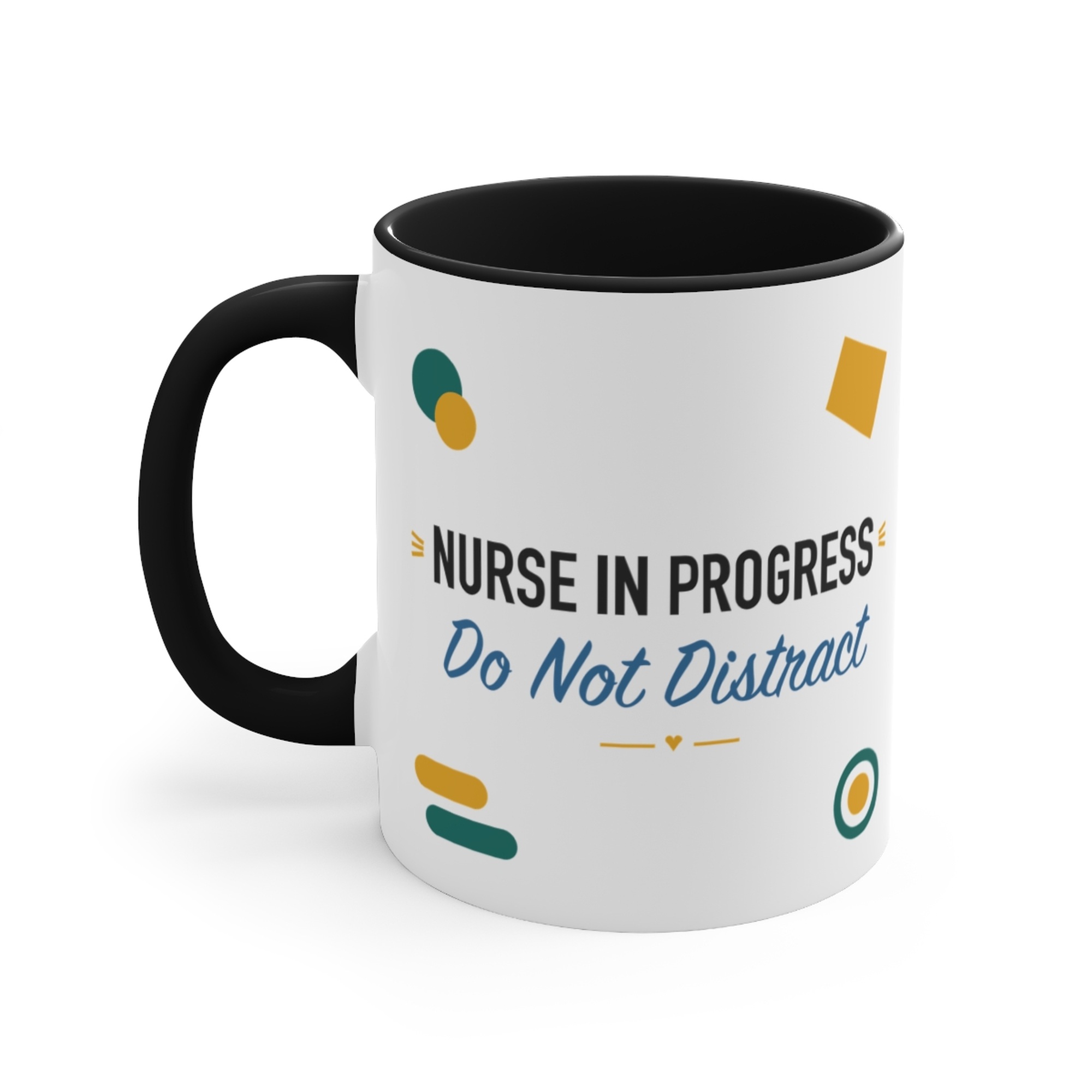 Nurse in Progress Do Not Distract Black Accent Mug